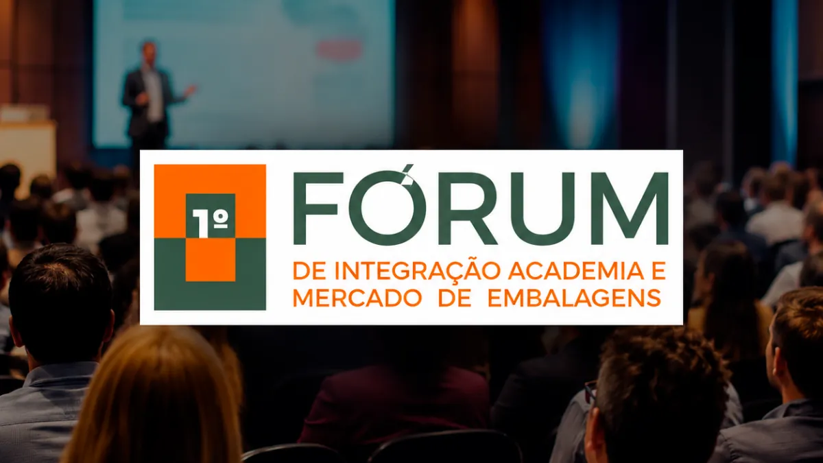 I Fórum de Integração: Academia e Mercado para Embalagens – Flexo & Labels Expo 2026 Pessoas sentadas em um auditório assistindo ao palco do I Fórum de Integração: Academia e Mercado para Embalagens durante a Flexo & Labels Expo 2026.
