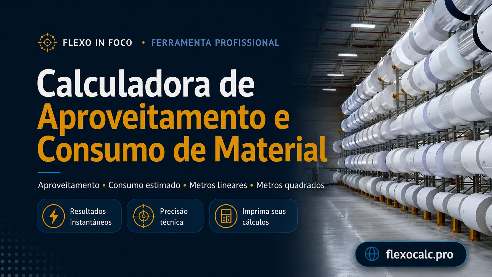 Calculadora de Aproveitamento e Consumo de Material Calculadora de Aproveitamento e Consumo de Material para flexografia