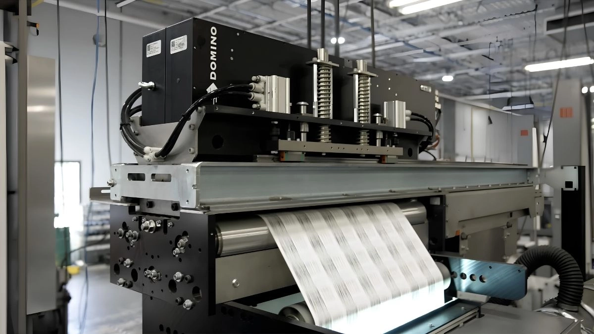 Domino na LOUPE Americas 2026 – Estande 6025 Estande da Domino na LOUPE Americas 2026, com destaque para o módulo de retrofit N610i-R e a impressora K600i integrados a uma prensa Mark Andy.