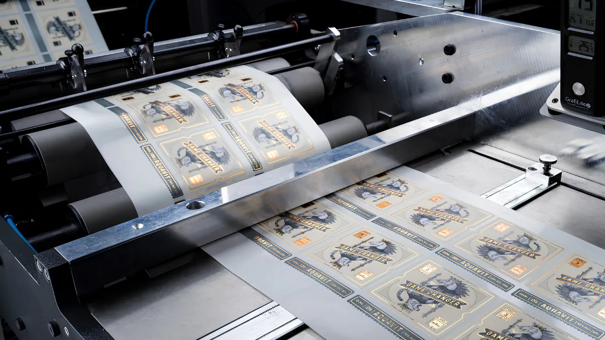 Fedrigoni e Gallus Experience Center – Rótulos premium com MatteJet Rótulo impresso com tecnologia Gallus MatteJet sobre papel Fedrigoni Waterproof White FSC no Gallus Experience Center